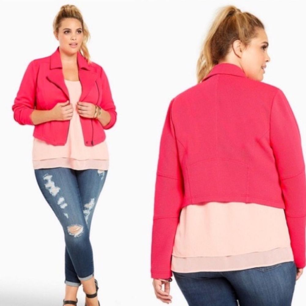 Torrid textured Moto jacket pink paradise 2X
